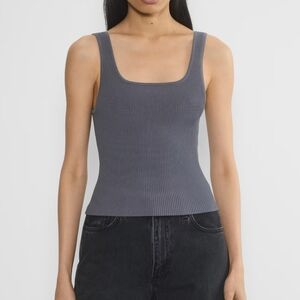 Babaton Aritzia  Sculpt Knit Tank Smoky Blue Sz Medium